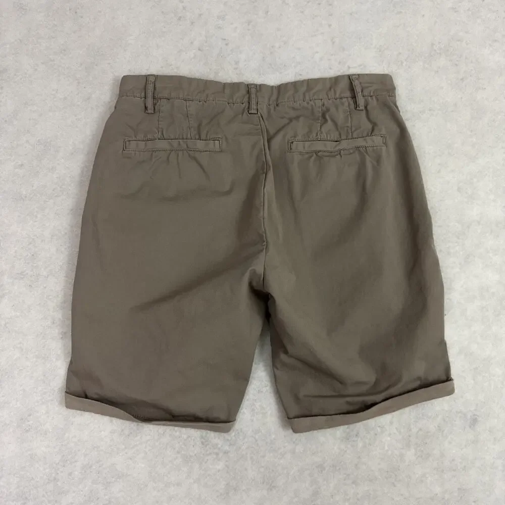 James Perse Bermuda Shorts Womens 26 Brown Cuffed Hem Preppy Cotton - Picture 3 of 10